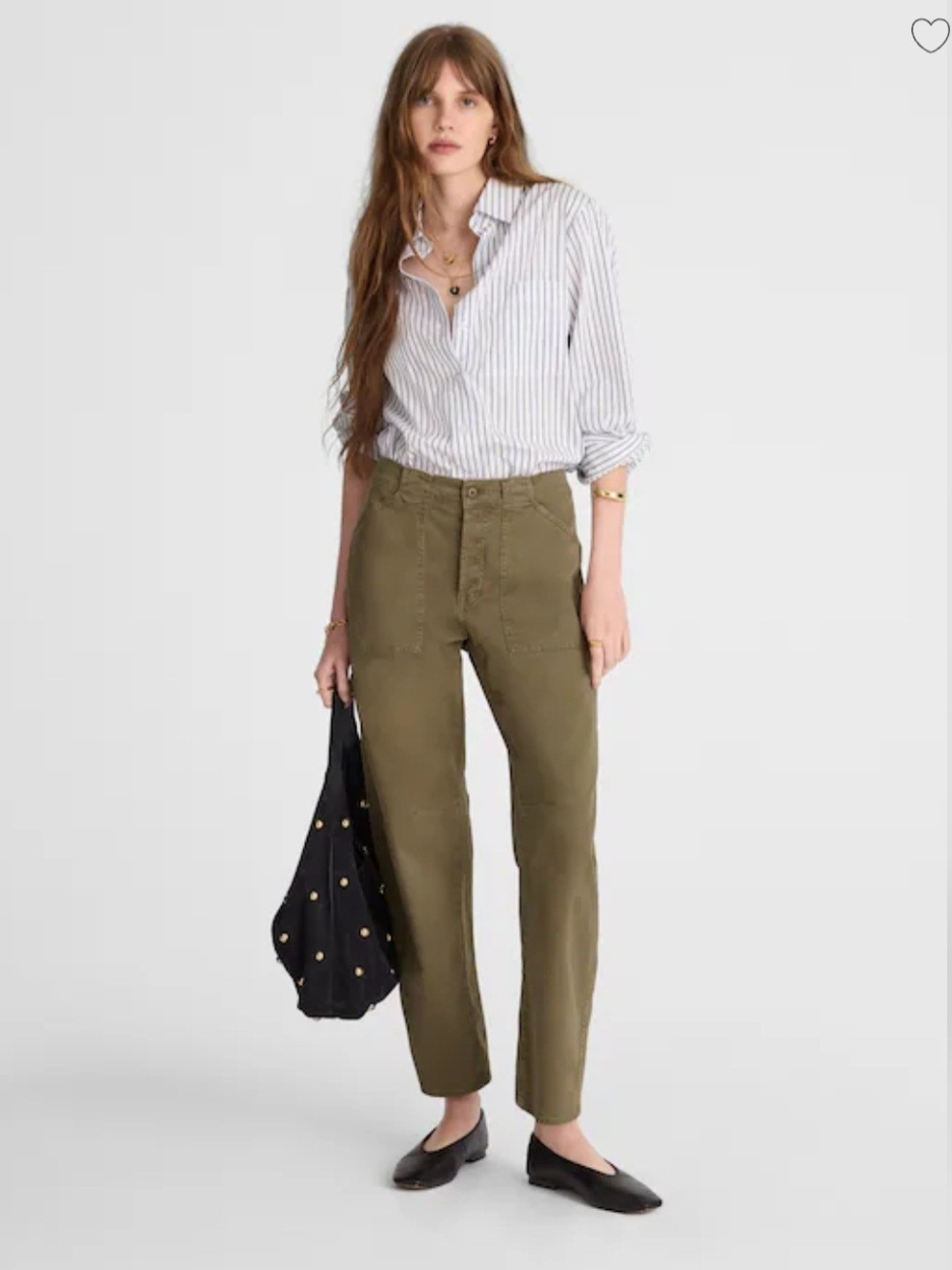Madewell NwT Olive Darted Barrel Leg Utility Pants